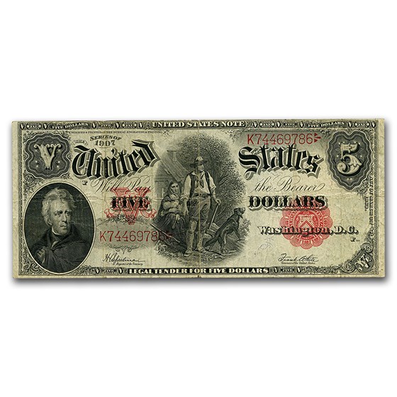 1907 $5.00 Legal Tender Woodchopper VF 1907 $5.00 Legal Tender Woodchopper VF